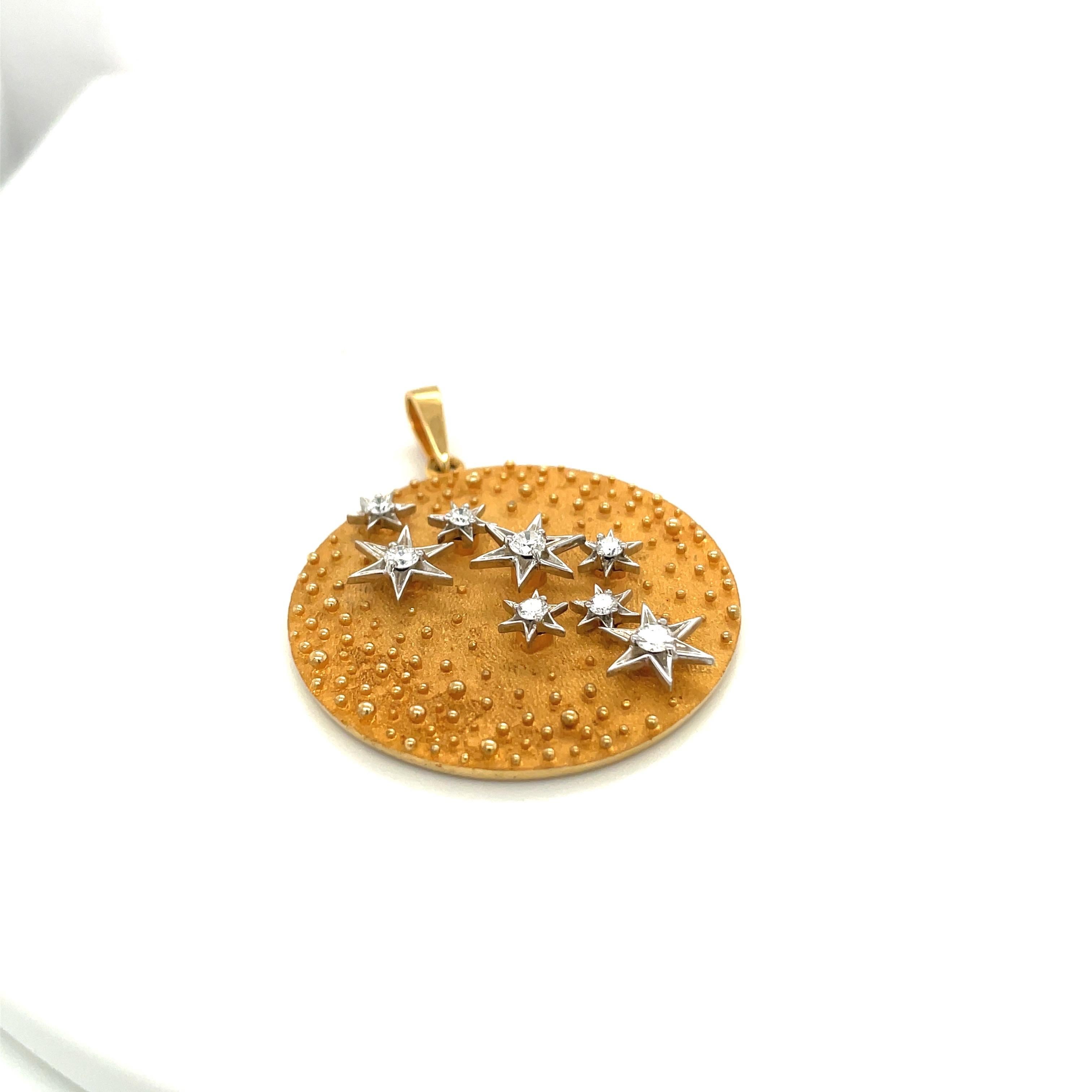 18kt Yellow Gold Diamond .36ct. Lucky Star Pendant In New Condition For Sale In New York, NY
