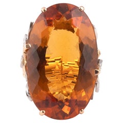 18kt Yellow Gold Diamond and Large Topaz Ring