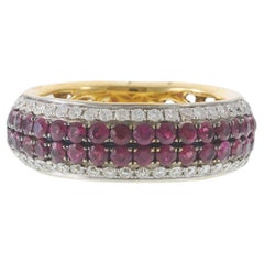 18KT Yellow Gold Diamond and Ruby Pavé Band