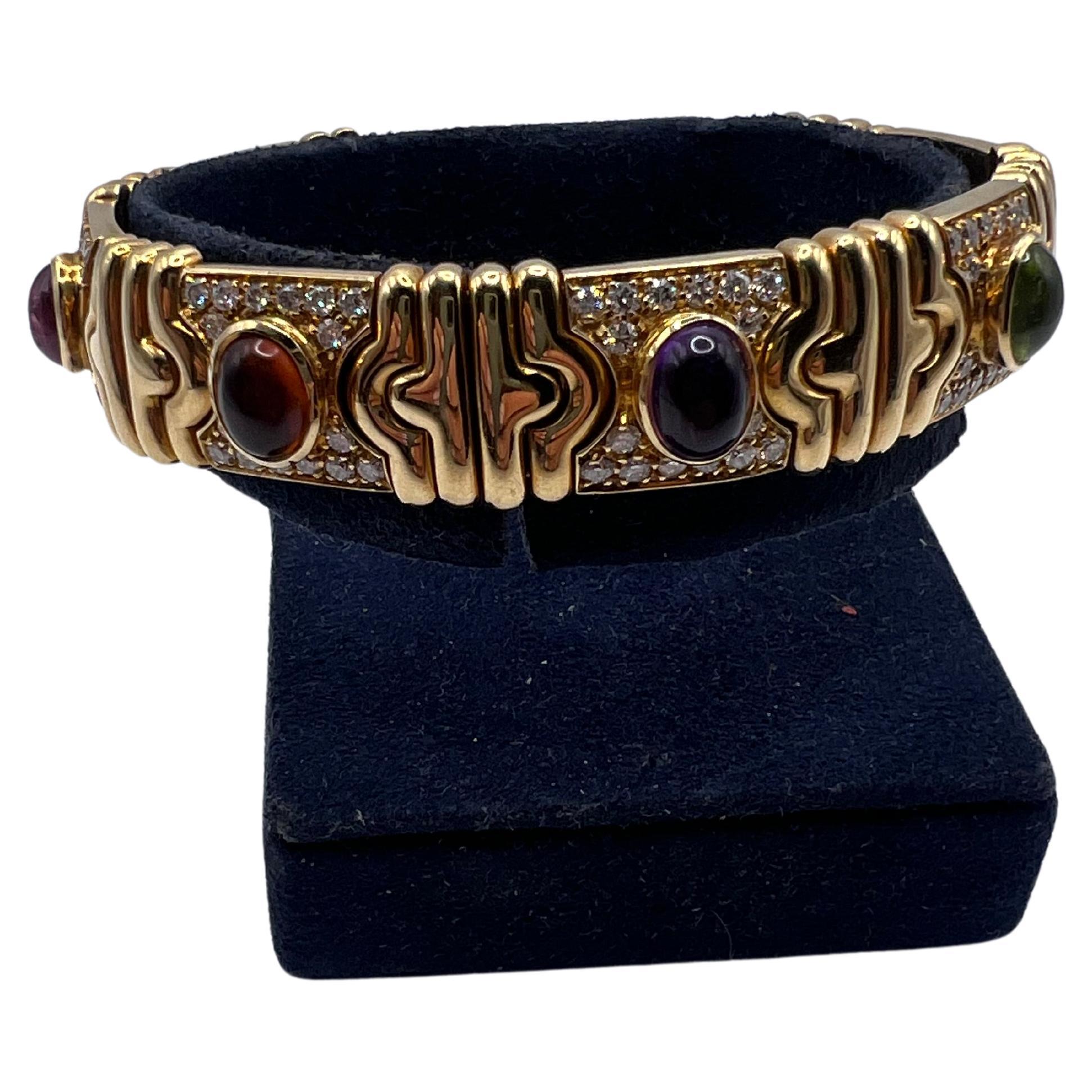 18kt Yellow gold, diamond and semi precious stones
