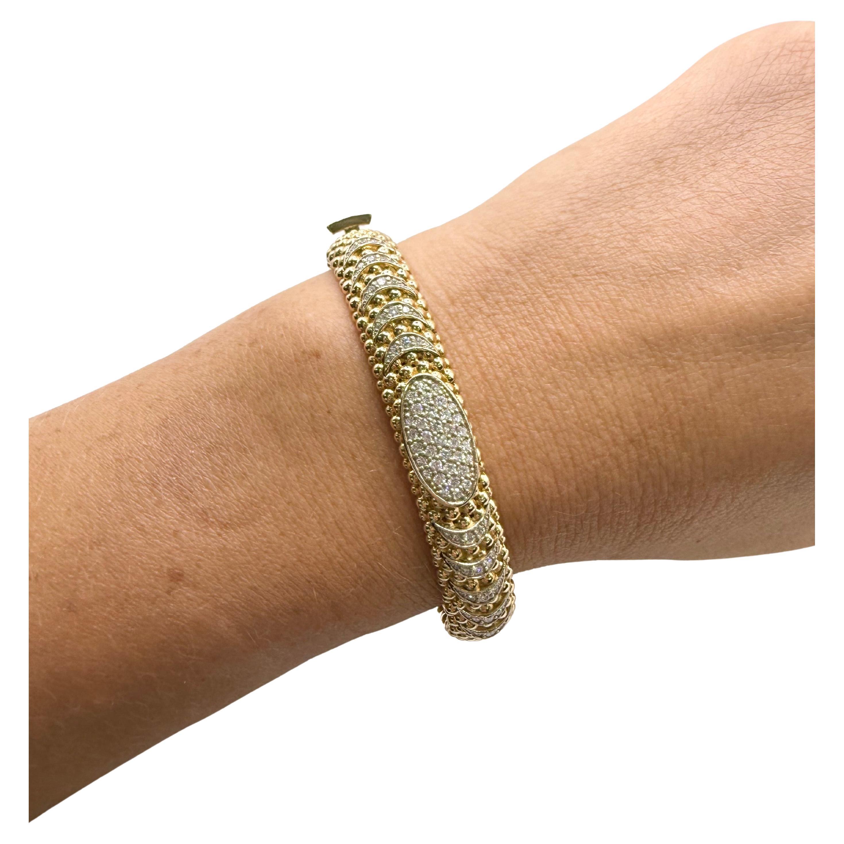 Bracelet en or jaune 18KT avec diamants 30 grammes