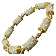 16 carat Diamond "Barrel" Style Bracelet set in 18 karat yellow gold