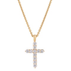 18KT Yellow Gold Diamond Cross Pendant