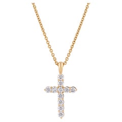 18KT Yellow Gold Diamond Cross Pendant