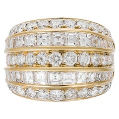 Bague à la mode en or jaune 18 carats et diamants, avec 5,50 carats de diamants