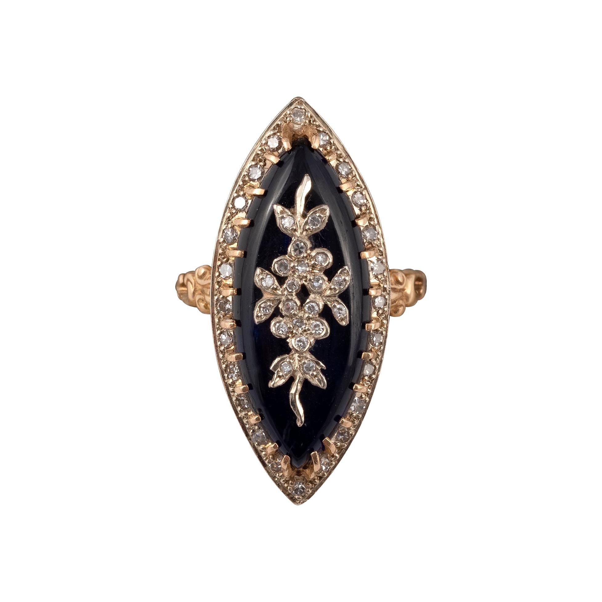 18kt Yellow Gold Diamond French Marquise Ring