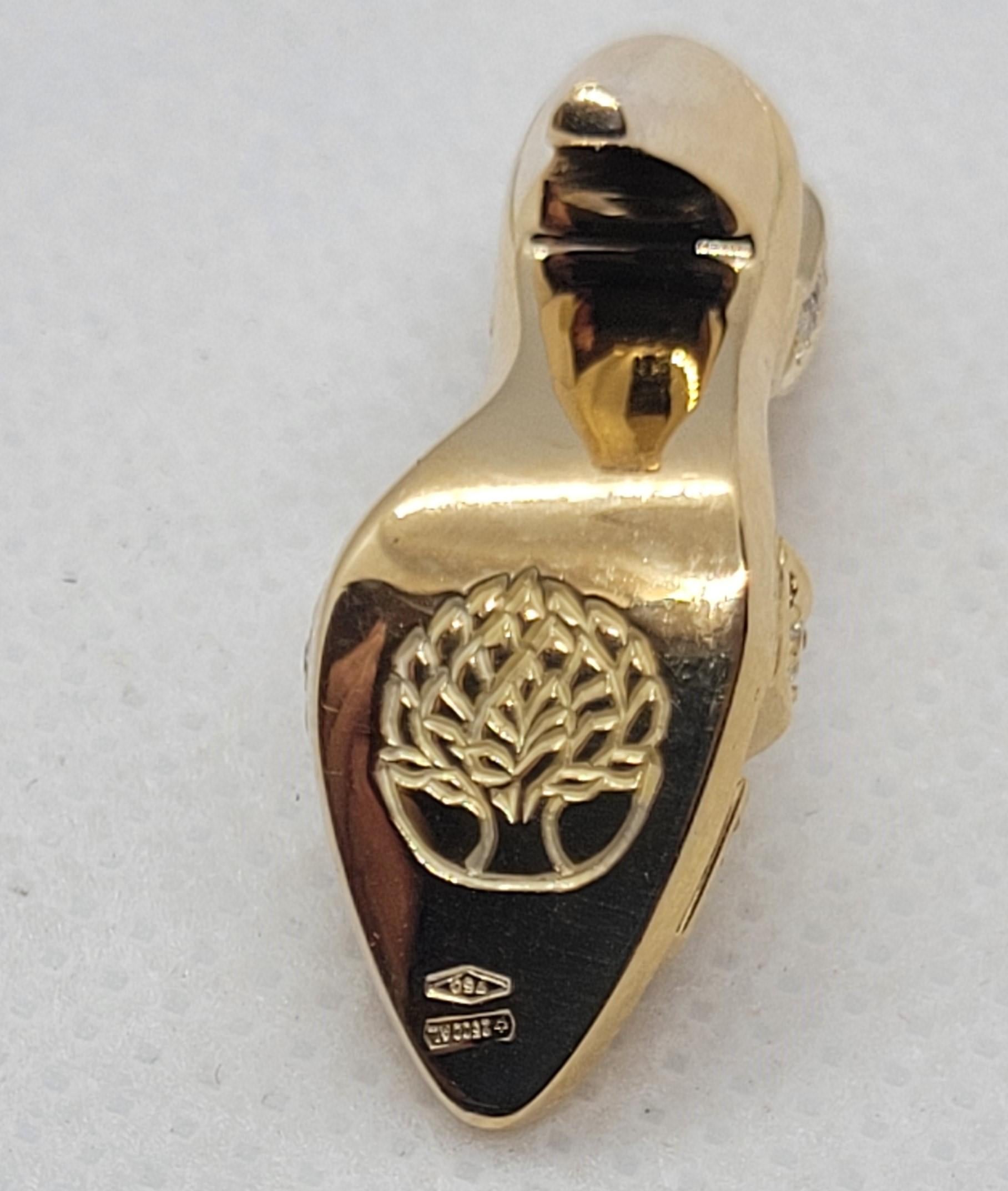18 Karat Gelbgold Diamant-Schuh-Anhänger mit hoher Hängelampe, High Designer, .25 Karattw, 7 Karat. Damen