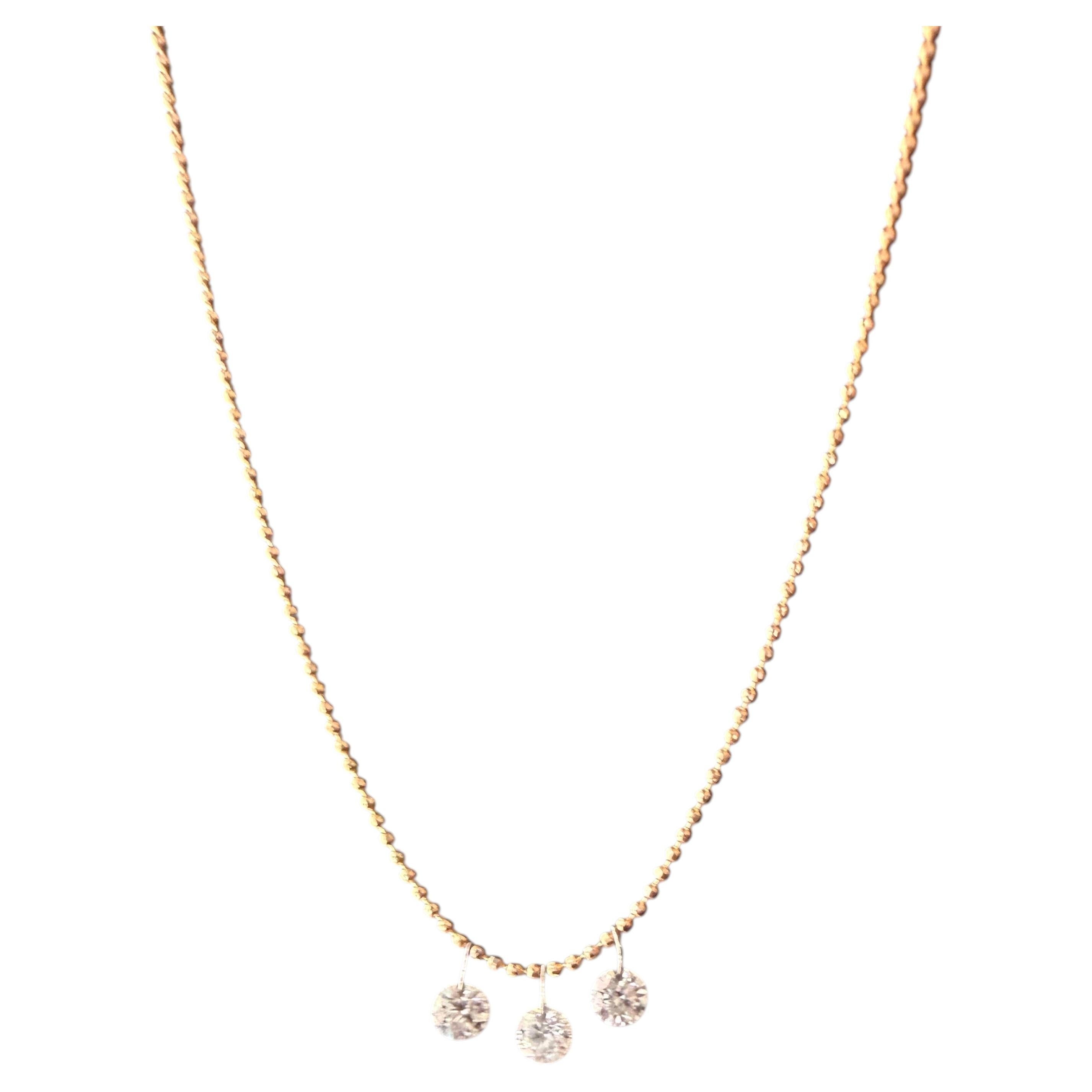 18kt Yellow Gold Diamond Necklace with adjustable length for everyday wear For Sale