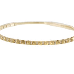 18KT Yellow Gold Diamond Pyramid Link Flex Bangle Bracelet