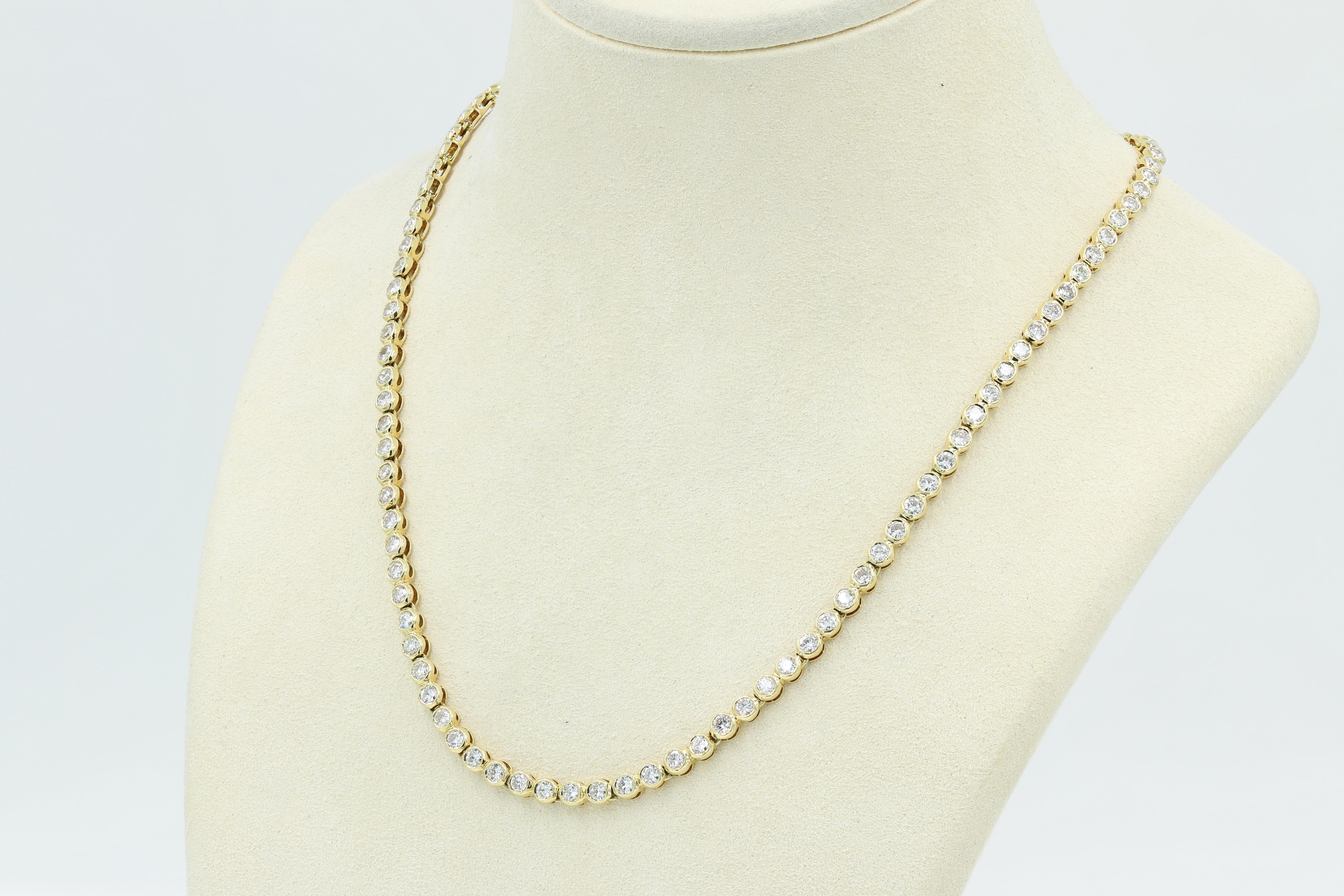 Contemporary 18 Karat Gold Diamond Riviera Necklace with Approximately 7.00 Carat Total