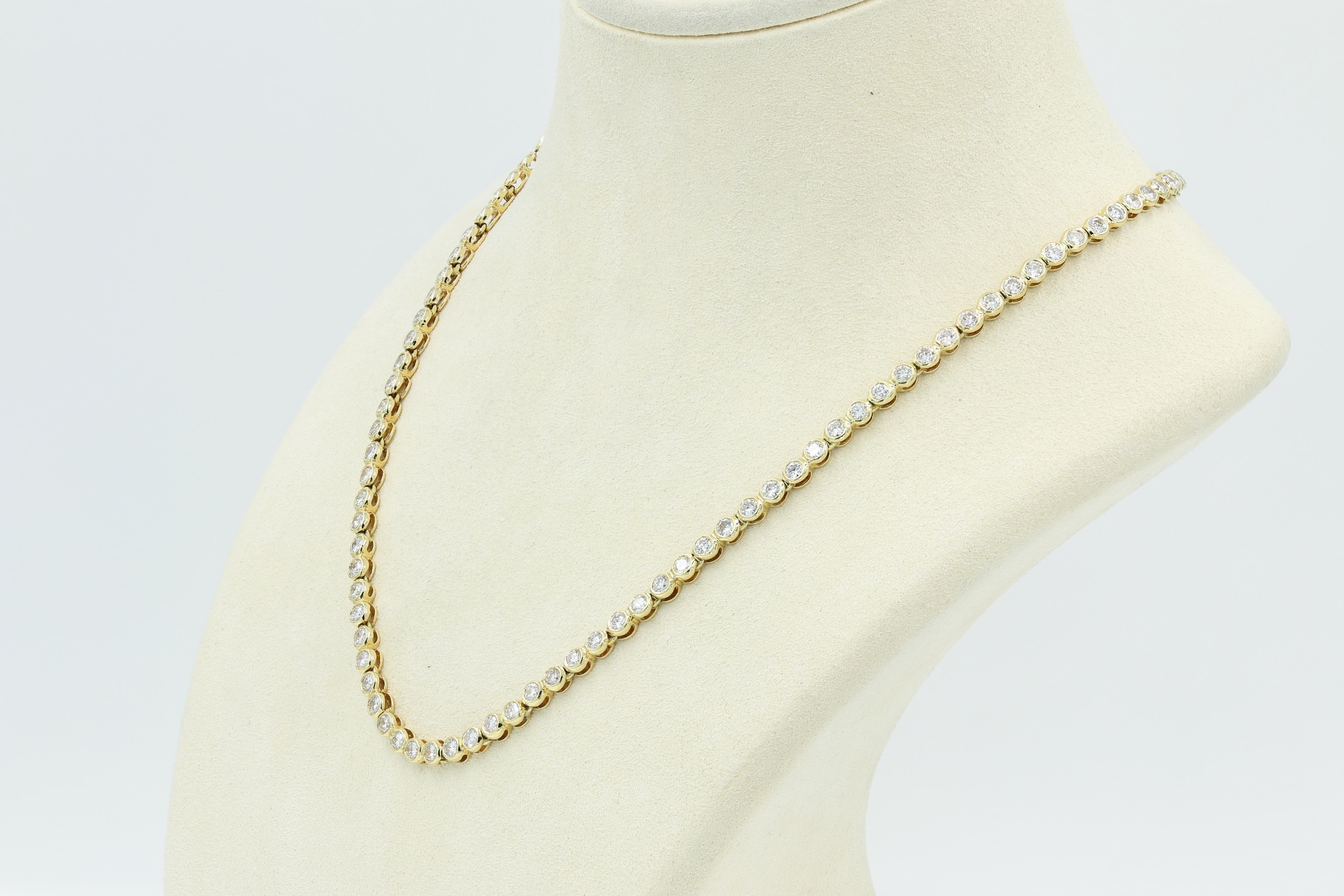 Round Cut 18 Karat Gold Diamond Riviera Necklace with Approximately 7.00 Carat Total