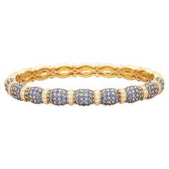 Retro 18kt Yellow Gold Diamond & Sapphire Bangle Bracelet