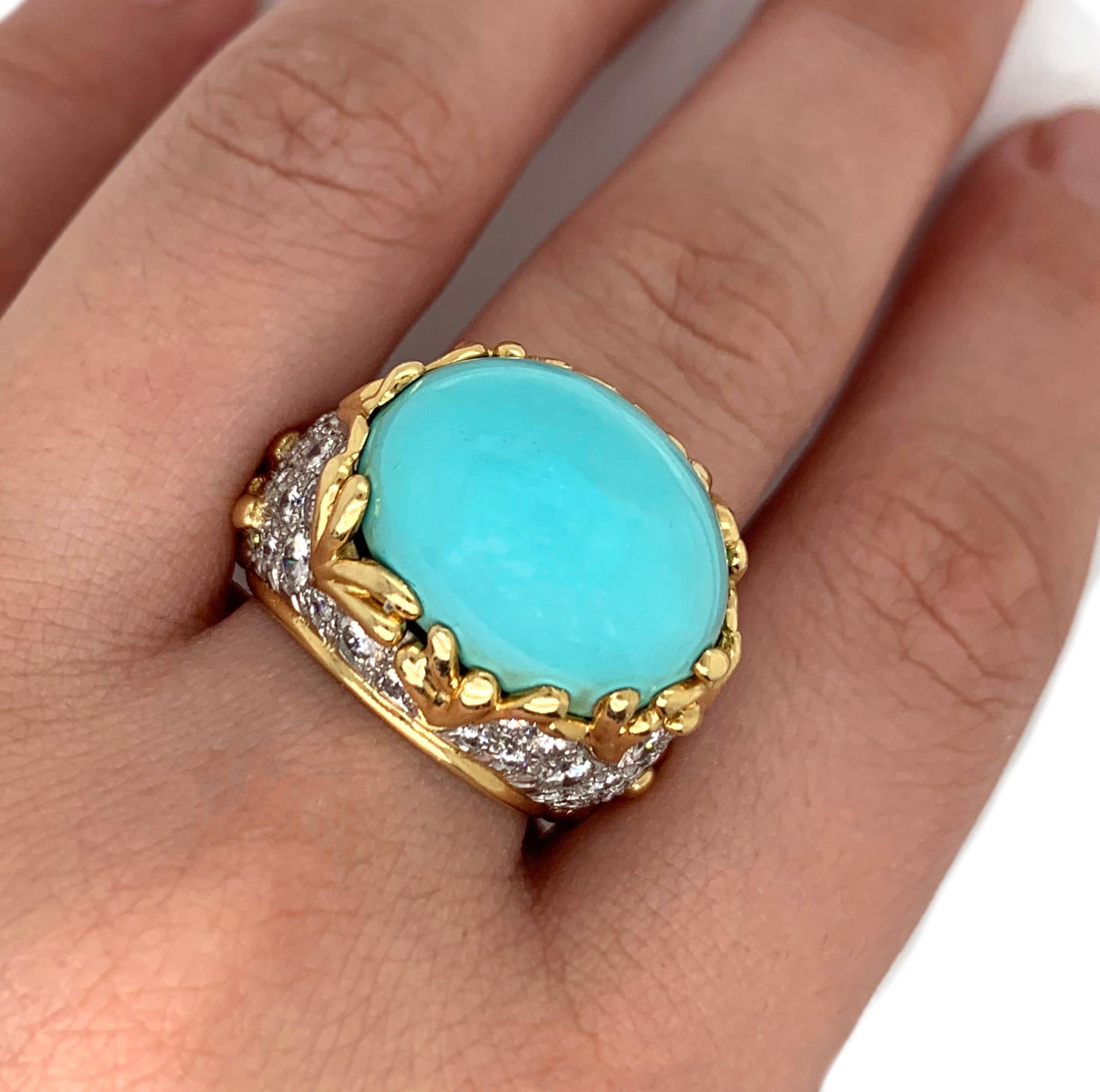 turquoise ring yellow gold