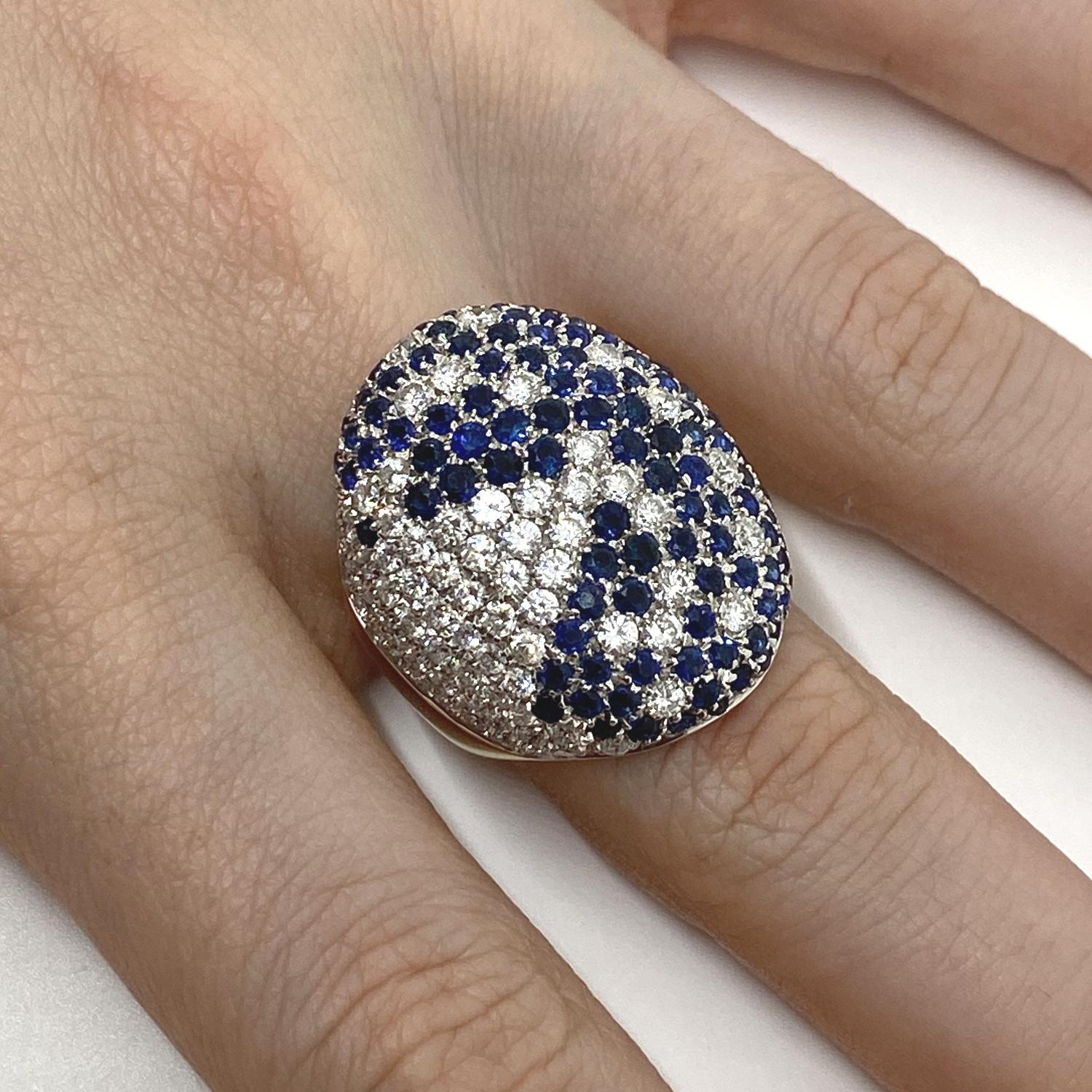 18 kt yellow gold band ring with natural brilliant-cut diamonds for ct.2.43 and natural brilliant-cut blue sapphires for ct.8.55

Welcome to our jewelry collection, where every piece tells a story of timeless elegance and unparalleled craftsmanship.