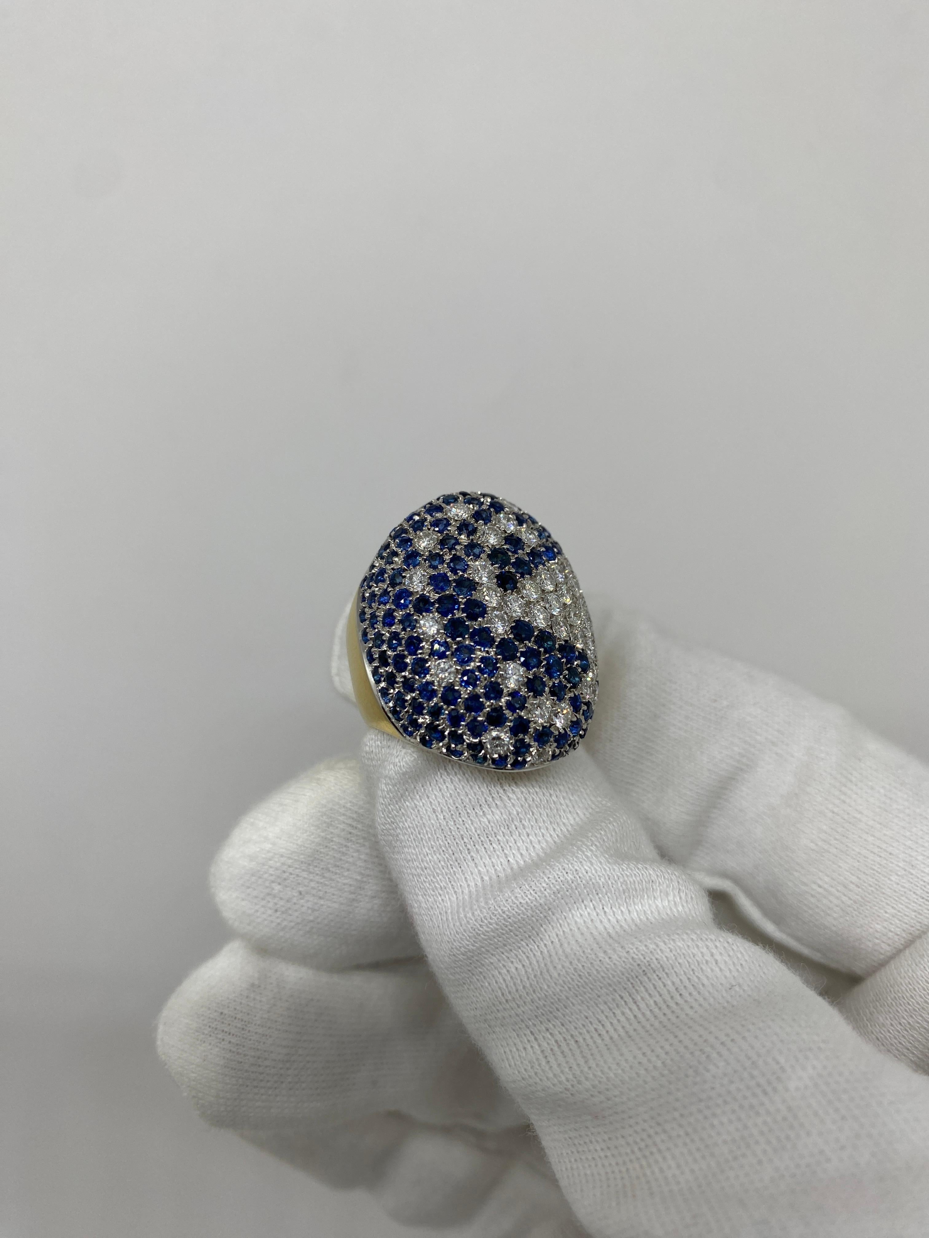 18Kt Yellow Gold Diamonds 2.43ct & Blue Sapphires Pavé 8.55ct In New Condition For Sale In Bergamo, BG