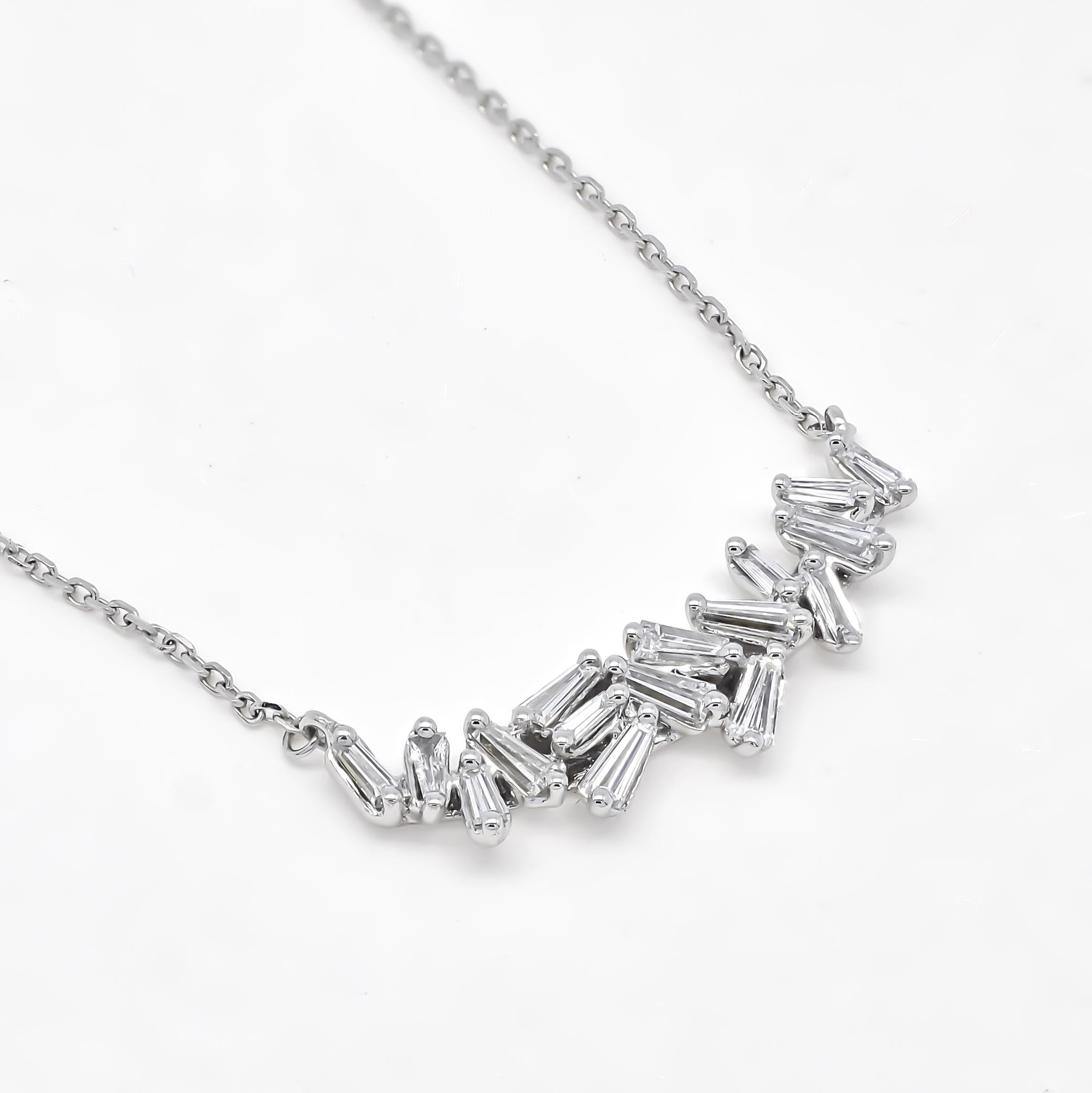 da uomo o donna Collana a catena Baguette con diamante naturale da 0,62 carati in oro giallo 18KT in vendita