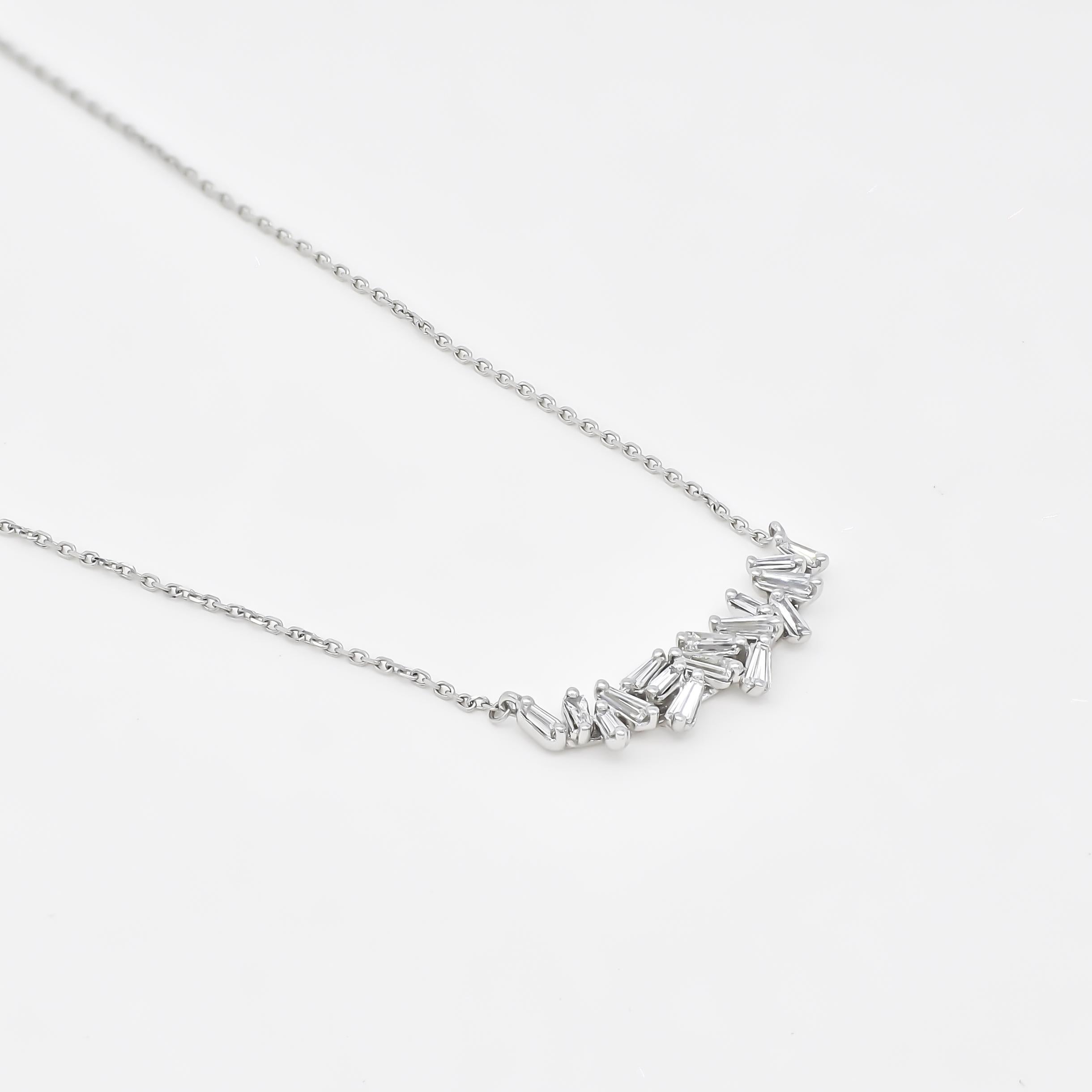 Collana a catena Baguette con diamante naturale da 0,62 carati in oro giallo 18KT in vendita 1