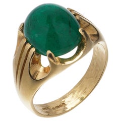 18kt. Yellow Gold Dome 7.50 Ct. Cabochon Emerald Ring