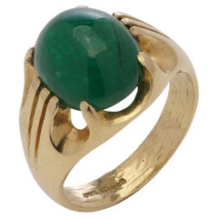 18kt. Gelbgold Dome 7,50 Ct. Cabochon Smaragd Ring