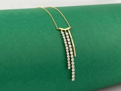18KT Yellow Gold Double Vertical Bar Diamond Pendant