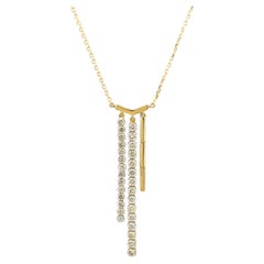 18KT Yellow Gold Double Vertical Bar Diamond Pendant