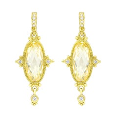 Diana M. 18KT Yellow Gold Earring with 20.00ct Oval Citrine and 0.75ct Diamonds
