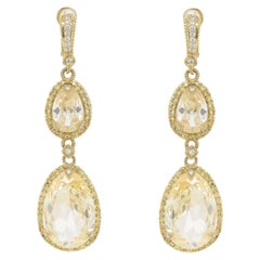 18KT Yellow Gold Earrings with 40.00ct Citrine and 5.00ct Yellow Sapphire