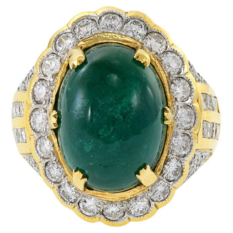 18kt Yellow Gold, Emerald and Diamond Ring