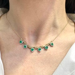 18KT Yellow Gold Emerald & Diamond Necklace – EMDN030 GGZJ