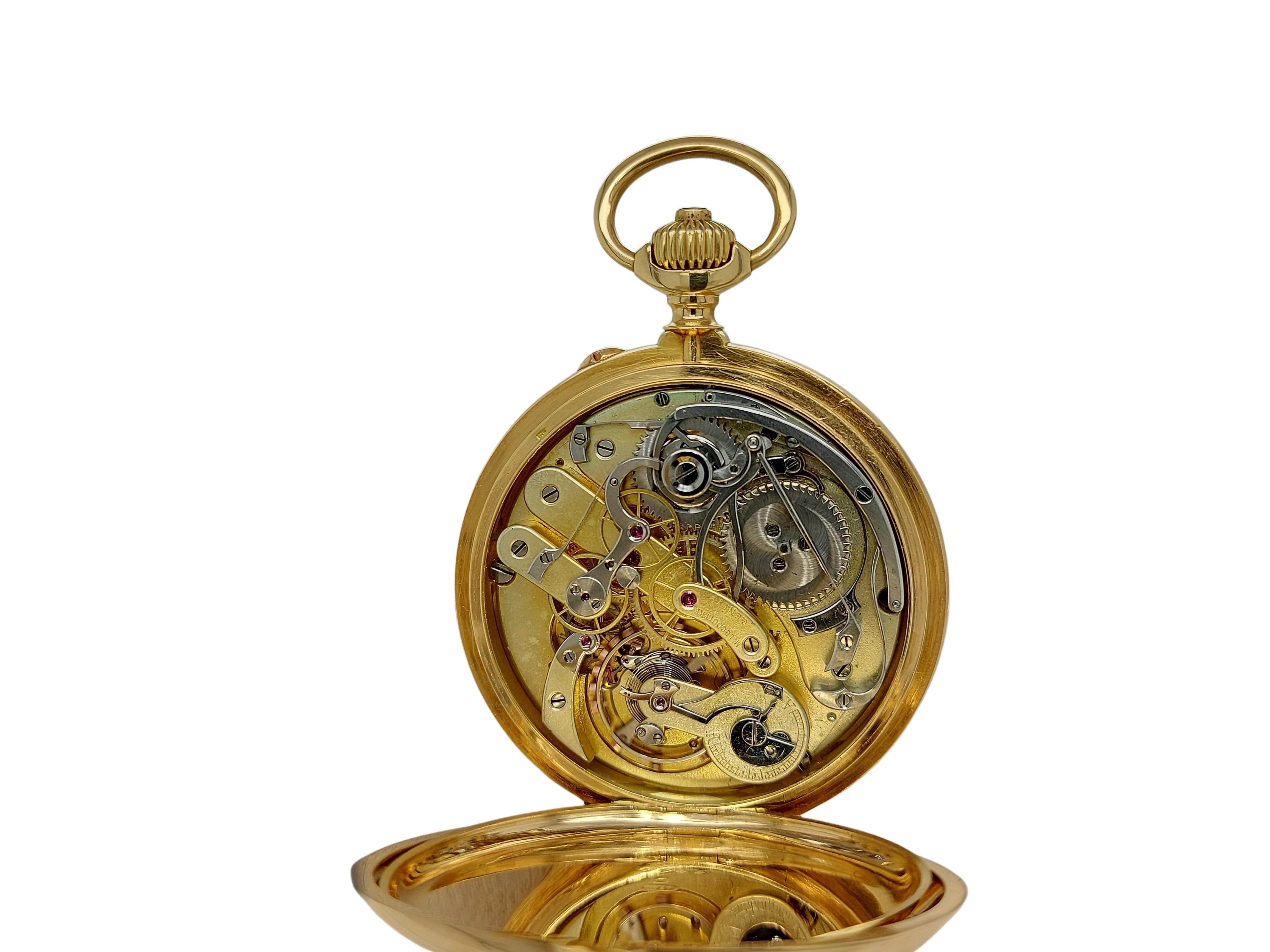18kt Yellow Gold Enamel Dial Marius LeCoultre Genève Pocket Watch Chronograph 2