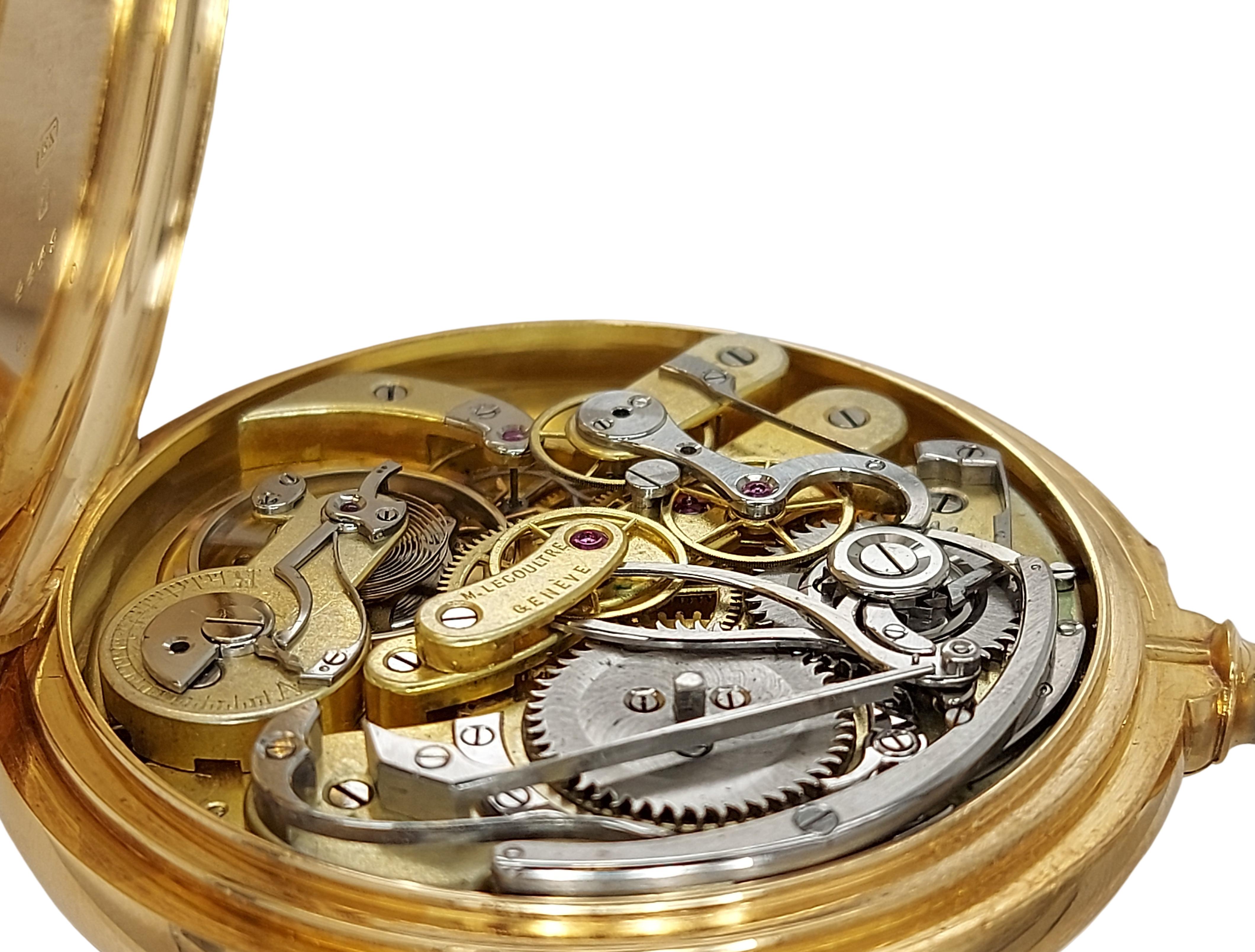 18kt Yellow Gold Enamel Dial Marius LeCoultre Genève Pocket Watch Chronograph 3