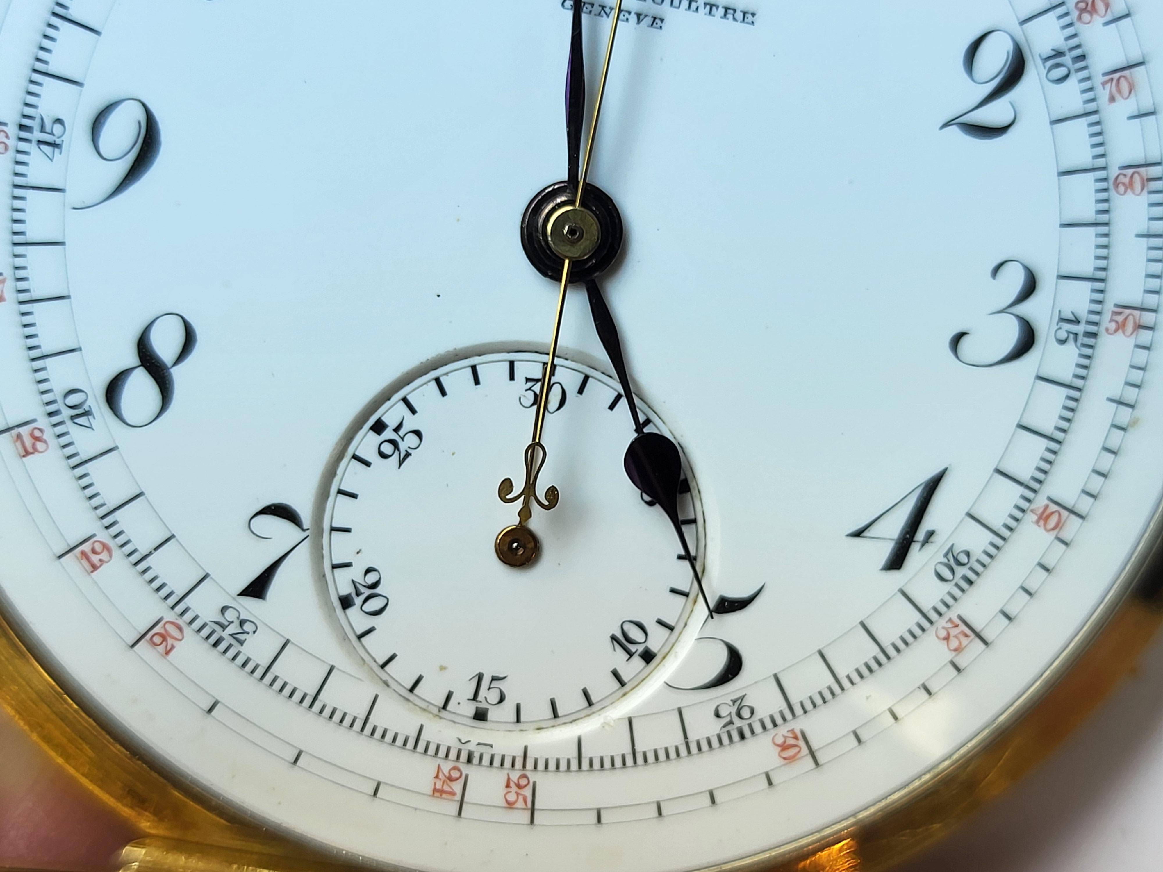 18kt Yellow Gold Enamel Dial Marius LeCoultre Genève Pocket Watch Chronograph 11
