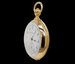 18kt Yellow Gold Enamel Dial Marius LeCoultre Genève Pocket Watch Chronograph
