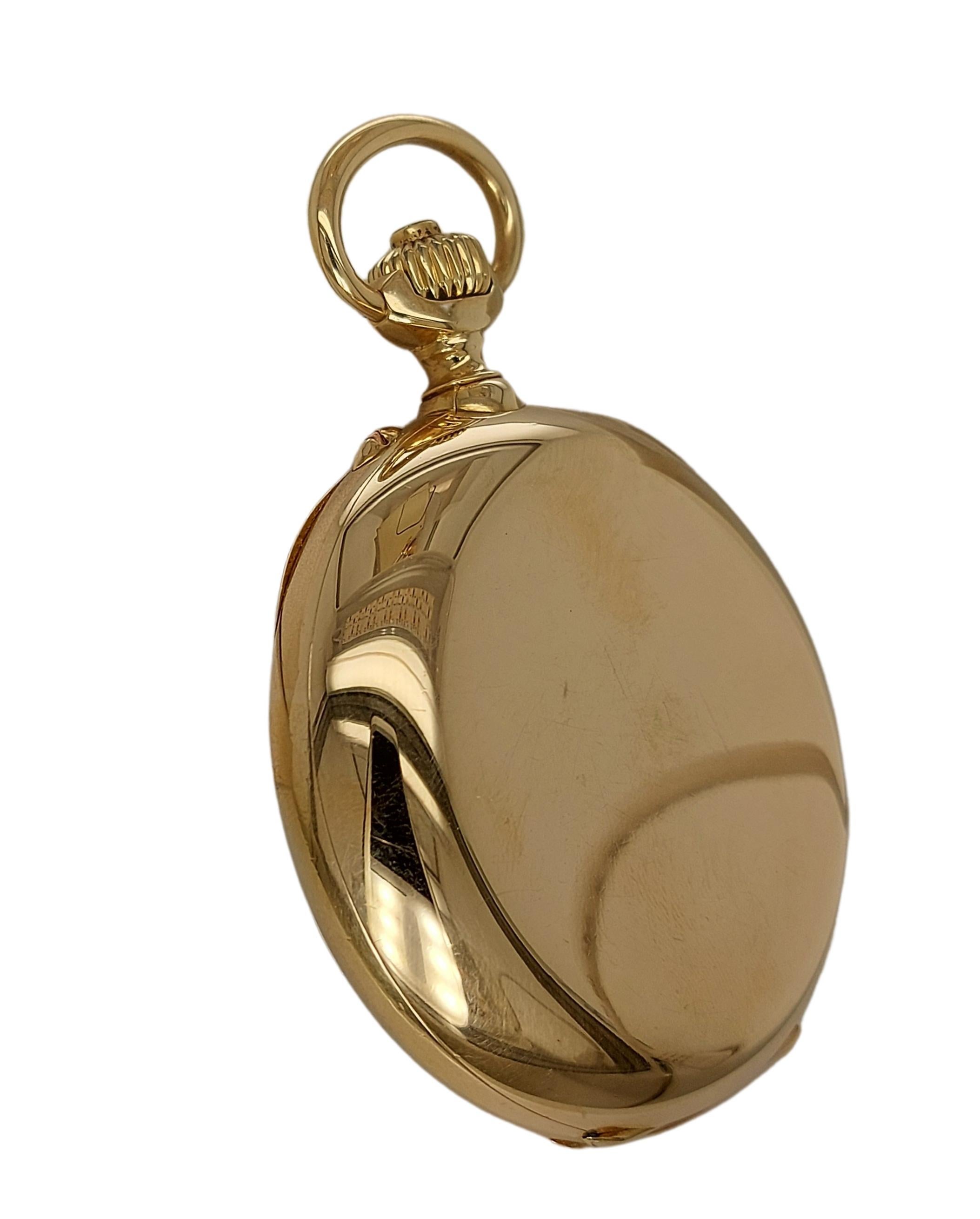 Women's or Men's 18kt Yellow Gold Enamel Dial Marius LeCoultre Genève Pocket Watch Chronograph