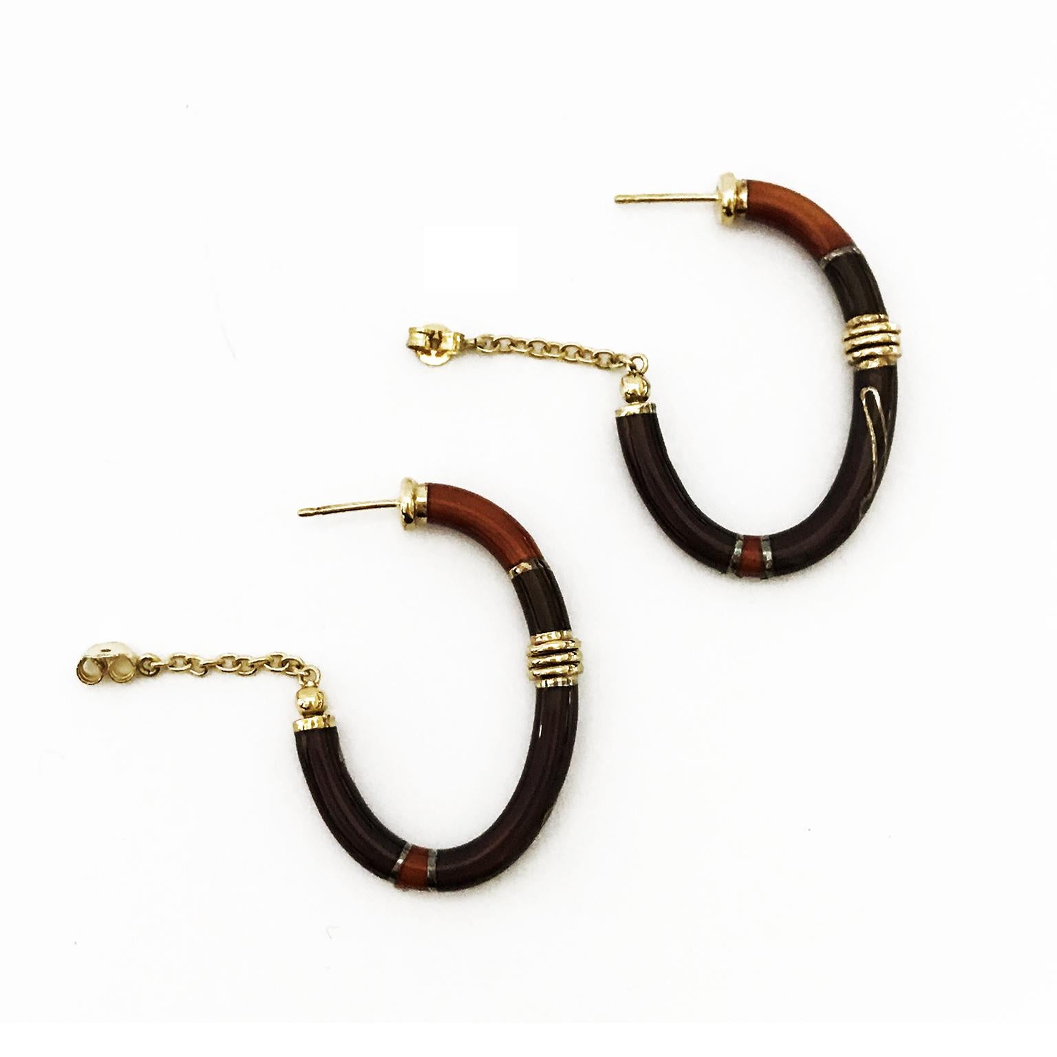 Women's 18 Karat Yellow Gold Enameled Earrings