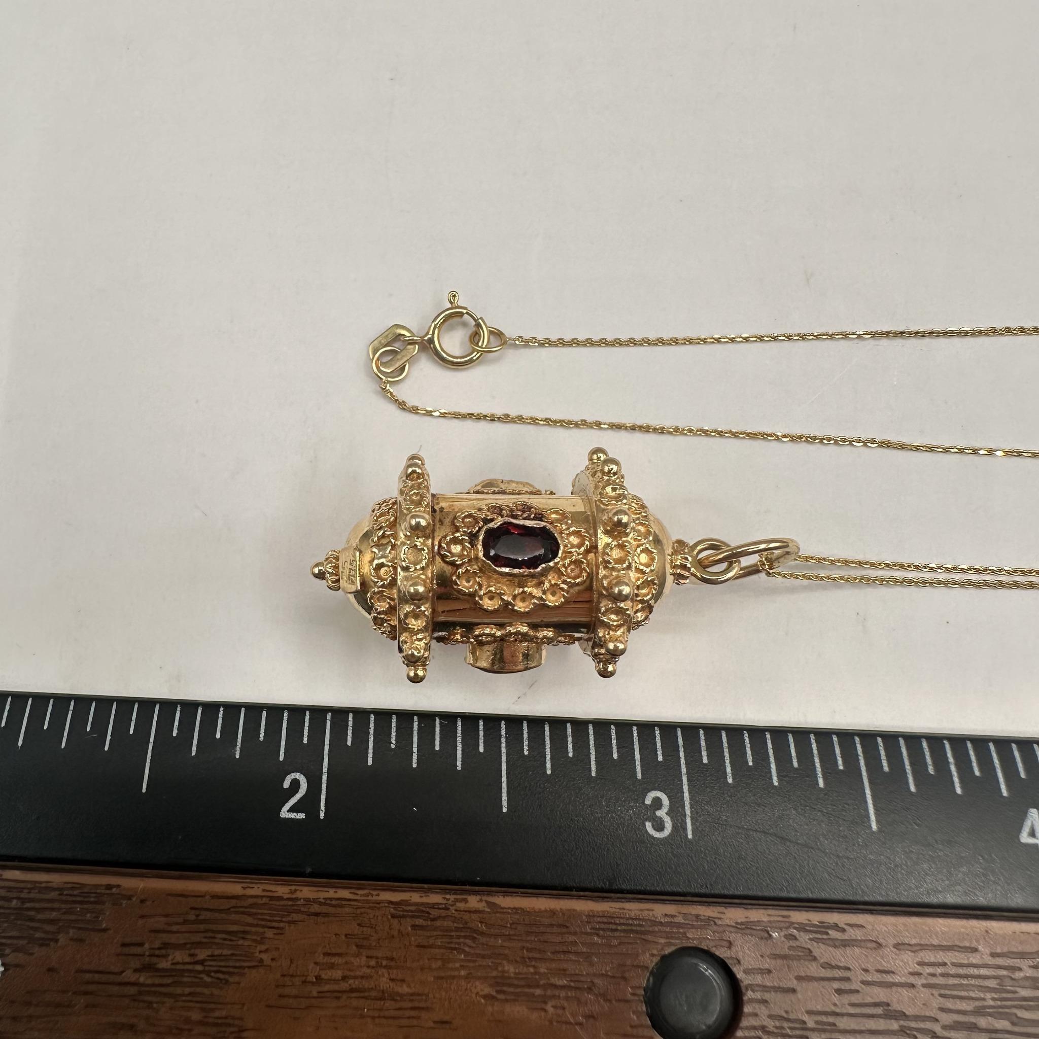 18kt Gelbgold Etruscan Style Granat Halskette - 18