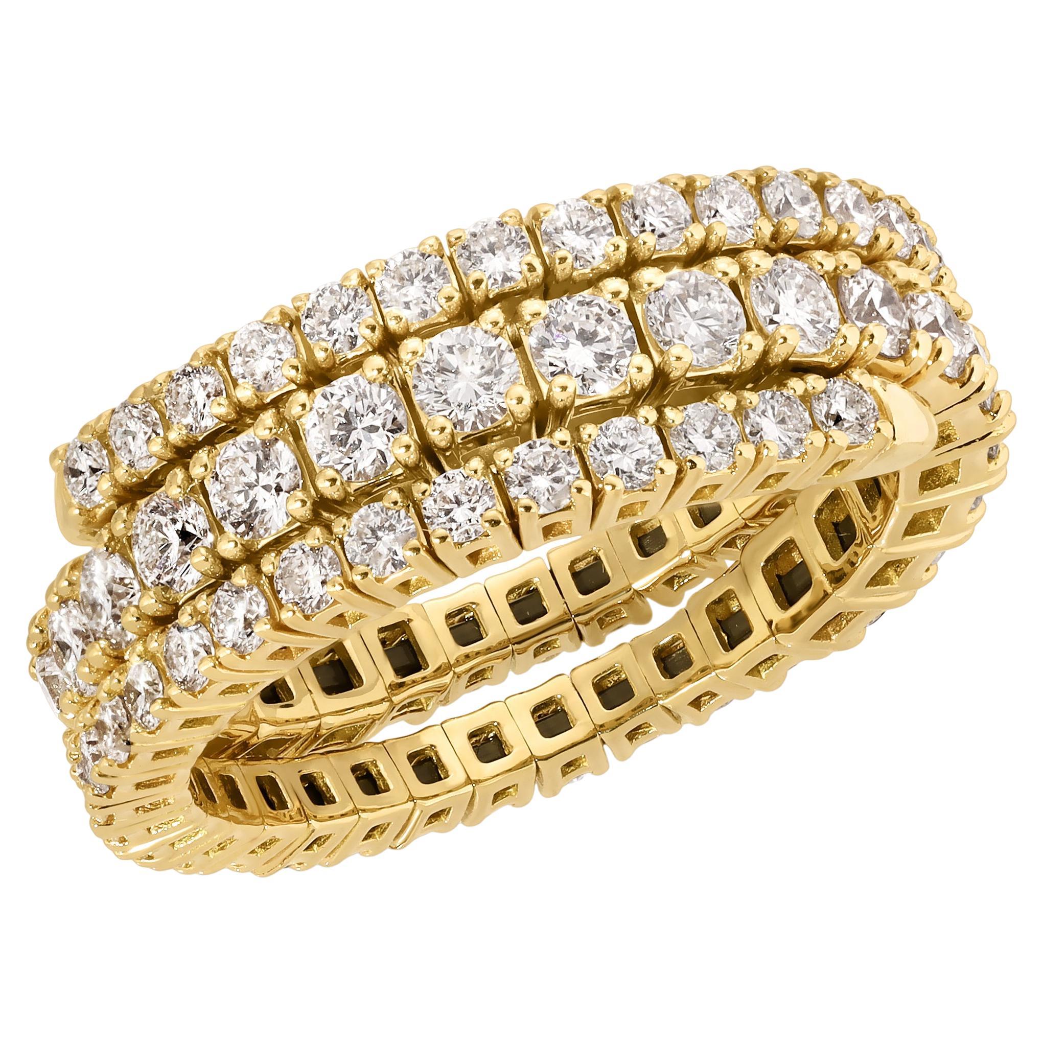 Bague enveloppante souple en or jaune 18 carats avec diamants