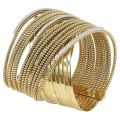 18kt Yellow Gold Flexible Wide Bracelet with Diamonds