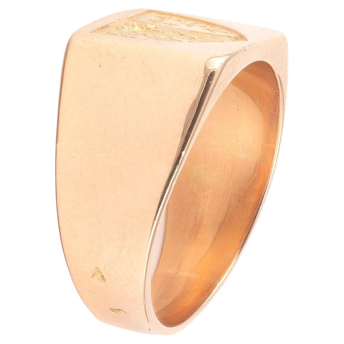 Napoleon III 18kt Yellow Gold French Signet Ring For Sale