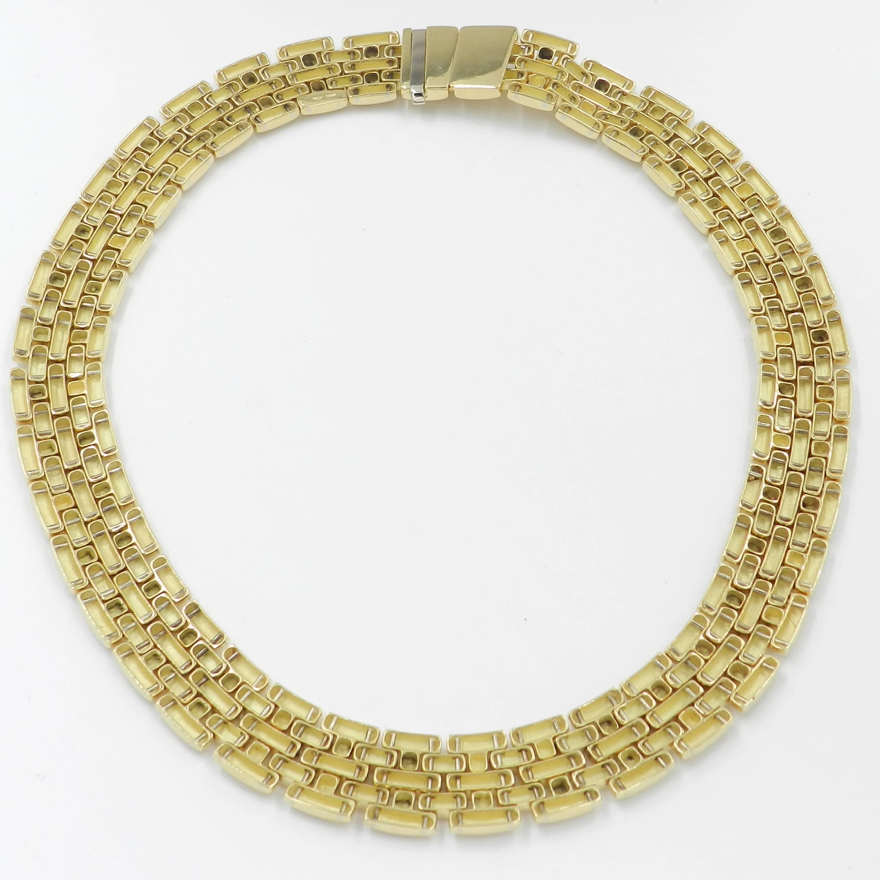 18 Karat Yellow Gold Garavelli Link Necklace In New Condition In Valenza, IT