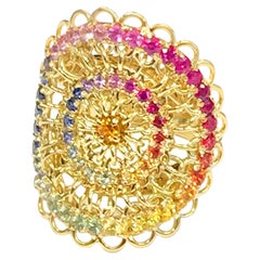 Garavelli, bague en or jaune 18 carats avec un arc-en-ciel de saphirs