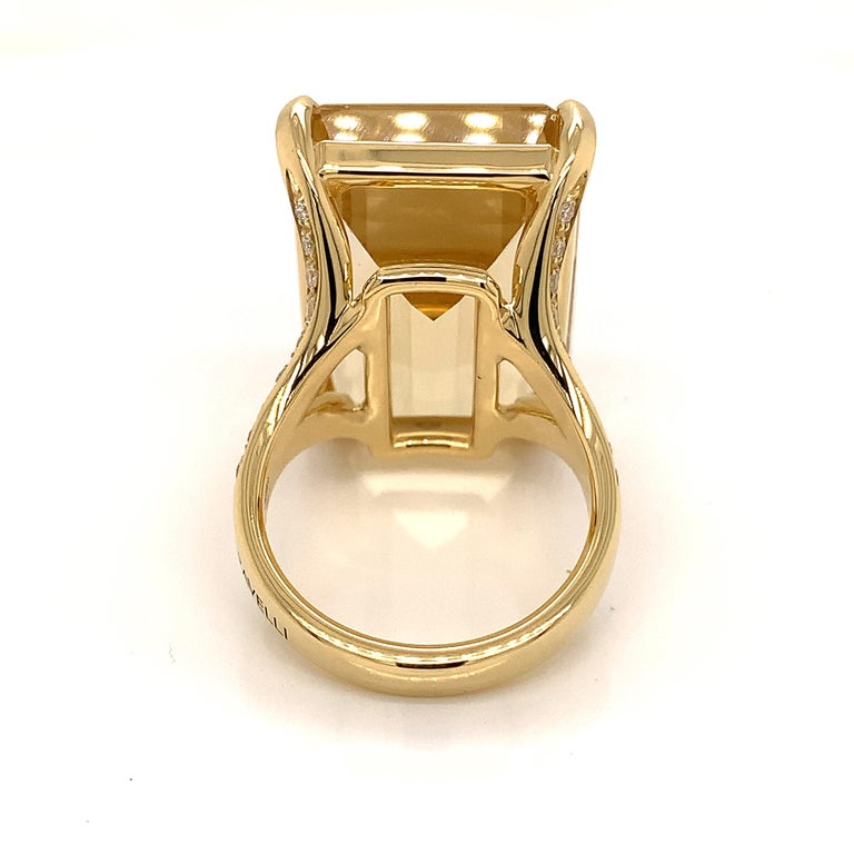 18Kt Yellow Gold Garavelli Ring with White Diamonds & Citrine For Sale 1