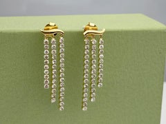 18KT Yellow Gold Graduated Diamond 2.03 Cts Dangle Earrings