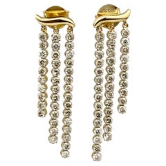 18KT Yellow Gold Graduated Diamond 2.03 Cts Dangle Earrings