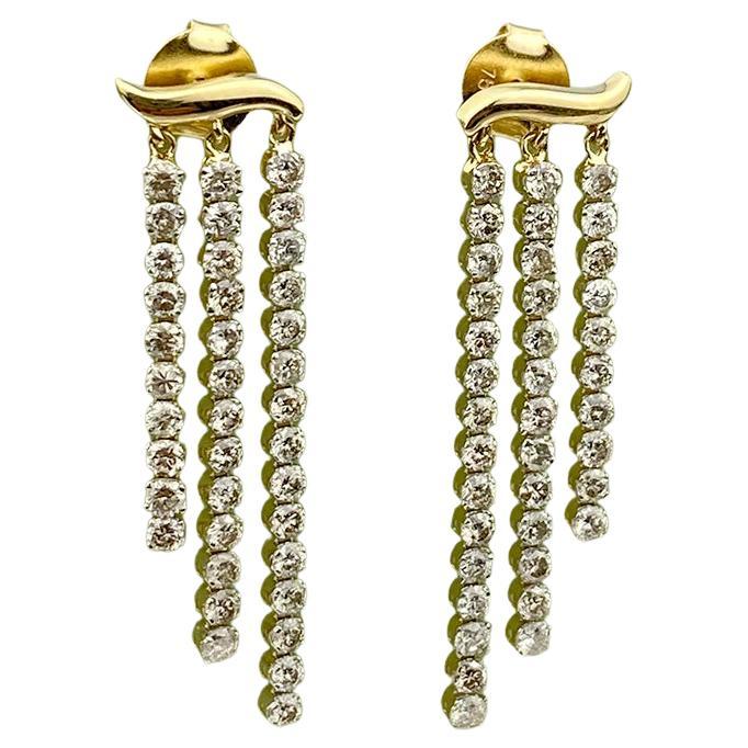 18KT Yellow Gold Graduated Diamond Dangle Earrings