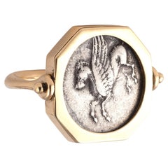 18kt Yellow Gold Greek Drachm Coin Ring, Circa IV-III BC