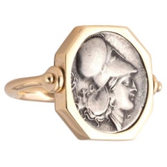 18kt Yellow Gold Greek Drachm Coin Ring, Circa IV-III BC