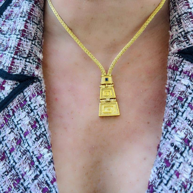 18kt Yellow Gold Greek Style Necklace For Sale 1