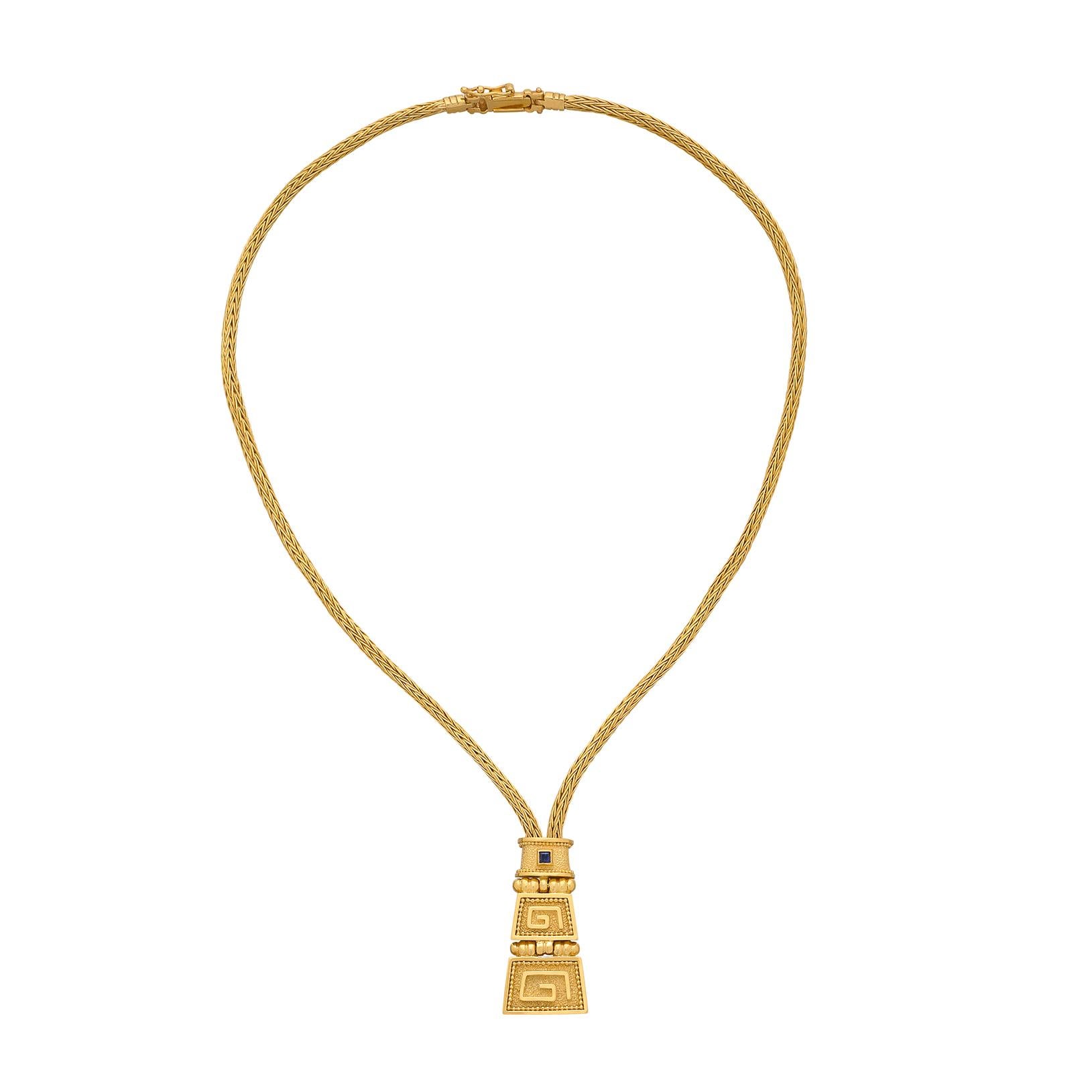 18kt Yellow Gold Greek Style Necklace For Sale 2