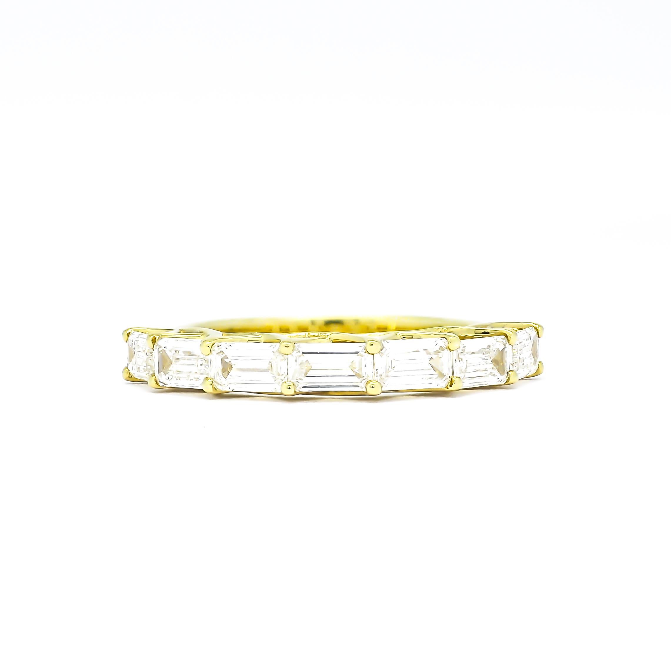 Alliance de fiançailles en or jaune 18 carats avec demi-éternité et diamants RCS3235 Unisexe en vente